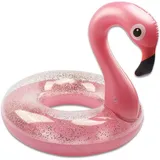 Aufblasbarer Flamingo Schwimmring Glitzer Rosa Poolfloaties