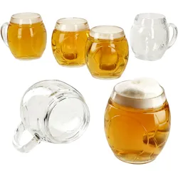 6x Fußball Biergläser 0,5L geeicht Ball-Relief 6 Personen Bierkrüge aus Glas