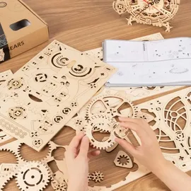PICARESQUE Rokr 3D-Holzpuzzle Mechanische Uhr Bausatz,3D Holzpuzzle für Erwachsene,Schreibtischdekoration Geschenk für Männer Frauen(LK503)