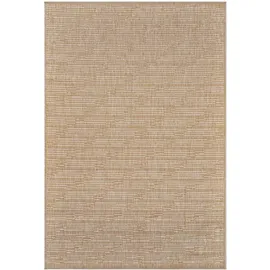 Carpet City Outdoor Teppich Wetterfest Balkon Terrasse Braun 100x200 cm - Meliertes Muster, Flachgewebe, Sisal-Optik, Flachgewebe - Braun