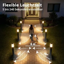 Grafner Wegeleuchte Aluminium 100 cm mit 2 Steckdosen und Bewegungsmelder schwarz anthrazit