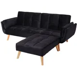 MCW Ecksofa Samt 2-Sitzer Schwarz