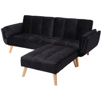 MCW Ecksofa Samt 2-Sitzer Schwarz