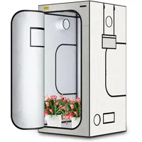 KAVUNION Growzelt 100x100x200cm, 600D Oxford Grow Zelt mit reflektierender Polyesterfolie 22mm Stahlrohre Belüftungsöffnungen und Sichtfenster, zuchtzelte für hydrokulturen Gewächshaus und Innengarten