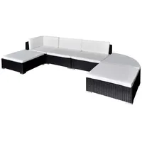 vidaXL Garten-Lounge-Set mit Auflagen 6-tlg. schwarz 41273