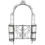 Gravidus Rosenbogen Gartenpforte Gartentor Rankhilfe mit Pforte und Eckregalen