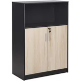 Beliani Zehna Büroschrank 117 x 80 x 40 cm Heller Holzfarbton/Schwarz