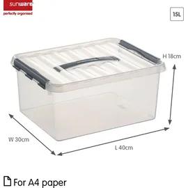 SUNWARE Q-Line Aufbewahrungsbox 40 x 30 x 18 cm 6-tlg. transparent/silber