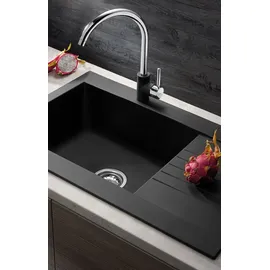 PYRAMIS Spüle Siroko (86x50) BEIGE aus Fibertek / SMC-Spüle / Fiberglasspüle / Ausschnitt 836 x L: 86 x 50 cm, Innenbreite Becken 1: 52 cm,