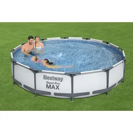 BESTWAY Steel Pro Max Frame Pool Set 366 x 76 cm lichtgrau inkl. Filterpumpe