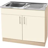 WIHO KÜCHEN Spülenschrank »Kiel«, 100 cm breit mit Auflagespüle, beige