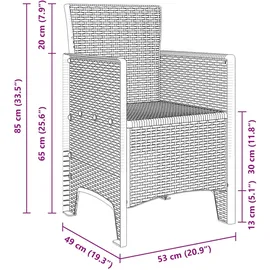 vidaXL Garten Essgruppe 3 pcs Weiß Polt Rattan