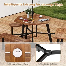 Costway Picknicktisch Set 4-tlg. Braun/Schwarz
