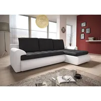 Ecksofa Santi II mit schmutzabweisender Stoff - Polsterecke L-Form, Schlafsofa mit Bettkasten, Sofa mit Schlaffunktion, Couch (Weiß + Dunkelgrau (... - Weiß/Dunkelgrau