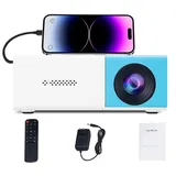 Mini Projektor Beamer - T4 - HD Auflösung - Drahtloses Screen Mirroring - Tragbar - Eingebauter Akku - Mehrere Anschlüsse - AC & DC - Blau