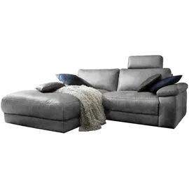 KAWOLA Sofa LOLA Ecksofa Stoff schwarz mit motorischer Relaxfunktion Recamiere links - Schwarz