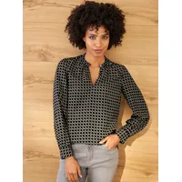Heine Langarm-Bluse in schwarz-camel-bedruckt | Gr.: 38