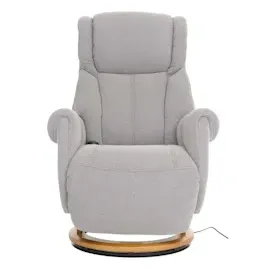 MCA Furniture MCA Relaxsessel + Aufstehhilfe HWC-N58, Fernsehsessel Sessel Fußstütze Bouclé Stoff Holz grau, Holz Natur