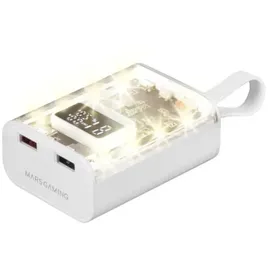 Mars Gaming MPK-10K, Kompakte PowerBank mit mehreren Ladebildschirmen, 10.000 mAh, 22,5 W, Weiß