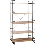 Hti-Living Standregal 5 Regalböden Metall/MDF/Spanplatte 82 x 40 x 151 cm schwarz
