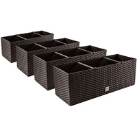 4X Blumenkasten Blumentopf Rattan-Optik Pflanztopf Balkonkasten Pflanzkästen, Umbra