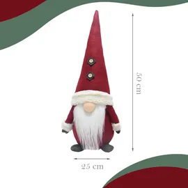 Lemodo 2er Set Wichtel 50 cm hoch, Weihnachtswichtel Duo in weihnachtlichem Rot