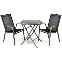 VCM 3-tlg. Gartenmöbelset   Gartengarnitur   Klapptisch   Schwarz   Sitzgarnitur   Bistroset