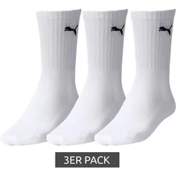 3 Paar PUMA schlichte Sport-Socken Baumwoll-Socken Tennis-Socken lange Strümpfe 7308 300 Weiß - 35-38