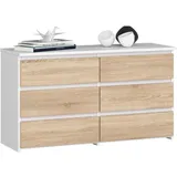 Akord CL100 Weiß Sonoma Eiche, Holzwerkstoff, Nachbildung, Holz Optik, 6 Schubladen Front Sonoma-Eiche B100 x H57 x T35 cm