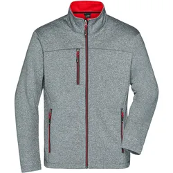 Softshelljacke in Melange-Optik - Farbe grau, rot - Größe M