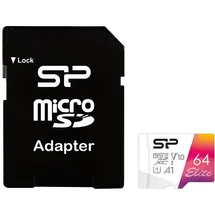 Silicon Power Elite R100 microSDXC 64GB Kit, UHS-I U1, A1, Class 10 (SP064GBSTXBV1V20SP)