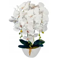 Kunstblume Künstliche Orchidee im Topf, weiße Orchidee 53 cm, Sarcia.eu weiß