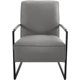 Cocktailsessel K+W KOMFORT & WOHNEN, grau, B:62cm H:77cm T:83cm, Sessel, Cocktailsessel, mit bezogenen Armlehnen, Gestell in Metall schwarz Struktur