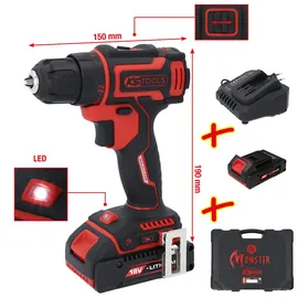 KS Tools eMONSTER Akku-Bohrschrauber Set inkl. 2 x 2,0 Ah + Ladegerät
