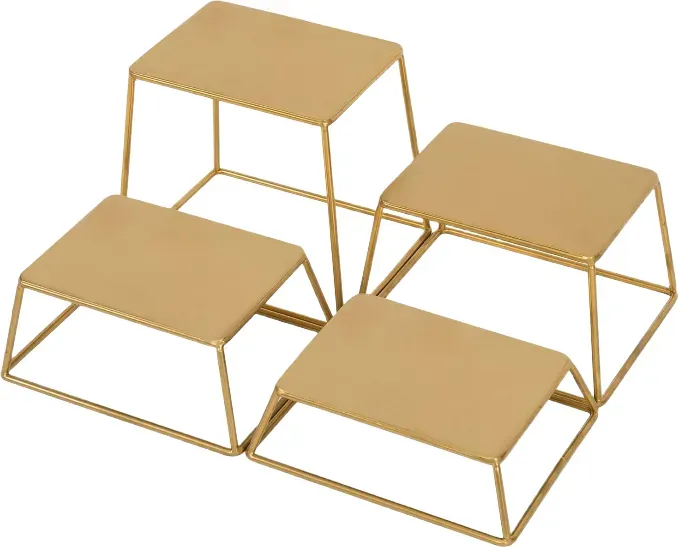 MyGift 4-teiliges Set moderne Tortenständer aus Messingfarbenem Metall, stapelbare Cupcake-Display-Riser für Vorspeisen, Desserts und Buffet-Tische, Servierständer für Zuhause, Party, Event oder Einzelhandel (Messing)