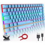"Hoopond Mechanische Tastatur AK33: Regenbogen-LED-Hintergrundbeleuchtung, USB-Kabel, Gaming-Tastatur, 82 Tasten, Kompakte Mechanische Gaming-Tastatur - Blau