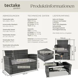 Tectake Modena Rattan Sitzgruppe 6-tlg. grau