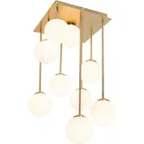 Qazqa - Moderne Deckenleuchte I Deckenlampe I Lampe I Leuchte Gold mit Opalglas 9 Lichter - Athens I Wohnzimmer I Schlafzimmer - Stahl Qu... - Gold