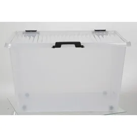 Buri 14x Scharnierbox 52l 60x40x35cm Transparent Deckel Aufbewahrung Spielzeugkiste