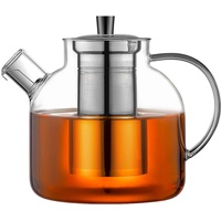 Ehugos Teekanne aus Glas mit herausnehmbarem Teesieb, große Teekanne, blühende und lose Blätter, handgefertigter Wasserkocher für Damen und Erwachsene, mit Edelstahl-Teesieb, 1500 ml
