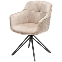 Riess-Ambiente Stuhl EUPHORIA - drehbar champagner greige Samt Armlehne Metallgestell schwarz Esszimmer