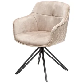 Riess-Ambiente Stuhl EUPHORIA - drehbar champagner greige Samt Armlehne Metallgestell schwarz Esszimmer