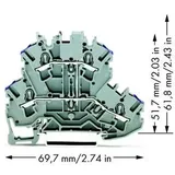 WAGO 2002-2208 Doppelstock-Durchgangsklemme 5.20mm Zugfeder Belegung: L Grau