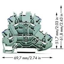 WAGO 2002-2208 Doppelstock-Durchgangsklemme 5.20mm Zugfeder Belegung: L Grau