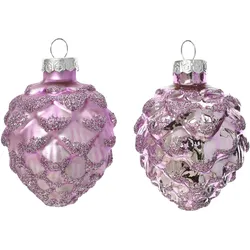 6 Christbaumschmuck Zapfen Glas 7cm Glaszapfen matt & glänzend Christbaumkugeln Weihnachtsbaumkugeln Christbaumschmuck Weihnachtsbaumschmuck Helllila