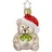 INGE-GLAS Christbaumschmuck Teddy Bär 7cm mundgeblasenes Glas handbemalt - Kuschelbär zum Aufhängen Beige Rot - Weihnachtsbaum Anhänger Teddybär mit Nikolausmütze - Weihnachtsbaumschmuck