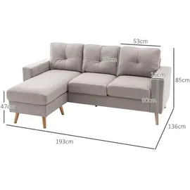 Homcom Ecksofa L-Form Leinenoptik, mit Chaiselongue