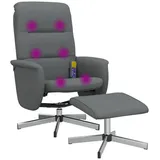 vidaXL Massagesessel mit Fußhocker Stoff 75 x 105 x 75 cm Dunkelgrau drehbar