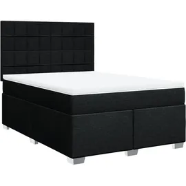 vidaXL Boxspringbett mit Matratze Schwarz 140x200 cm Stoff