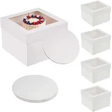 Relaxdays Tortenbox 5er Set 20x30x30 cm Weiß/Transparent